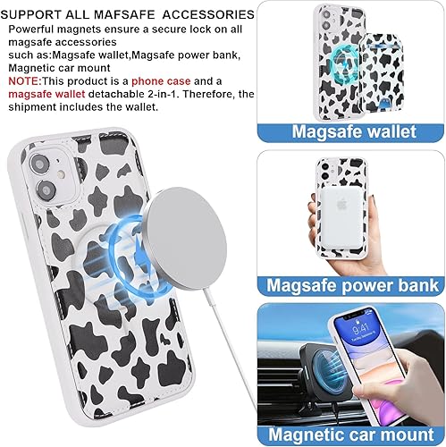 Miniatura 3 de Funda para iPhone 11 con tarjetero de crédito, caja fuerte para iPhone 11, funda de cuero para mujer, compatible con mag seguro, desmontable 2 en 1