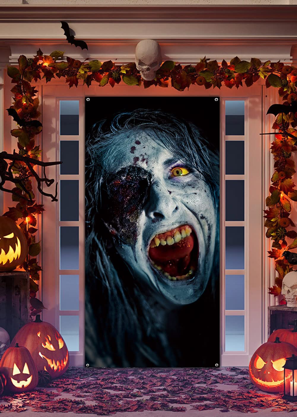 Scary Halloween Window Decor - Bloody Ghost Window Covers 31.5x42.7 Inch For Haunted House Party