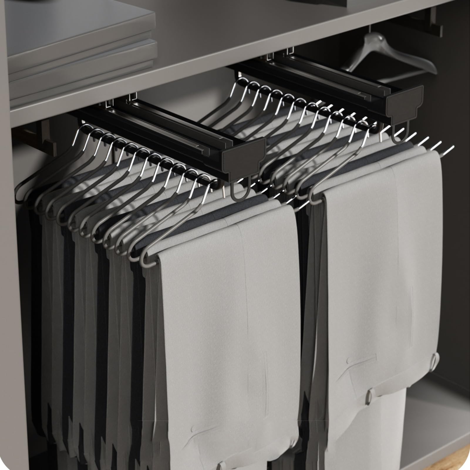 Wysuwany Drążek Do Szafy, Wysuwany Drążek Do Szafy, Wieszak Na Ubrania Z Tłumikiem Drgań, Wieszak Na Ubrania Ze Stopu Aluminium, Łożysko 30 Kg, Pomarańczowy, 45 Cm
