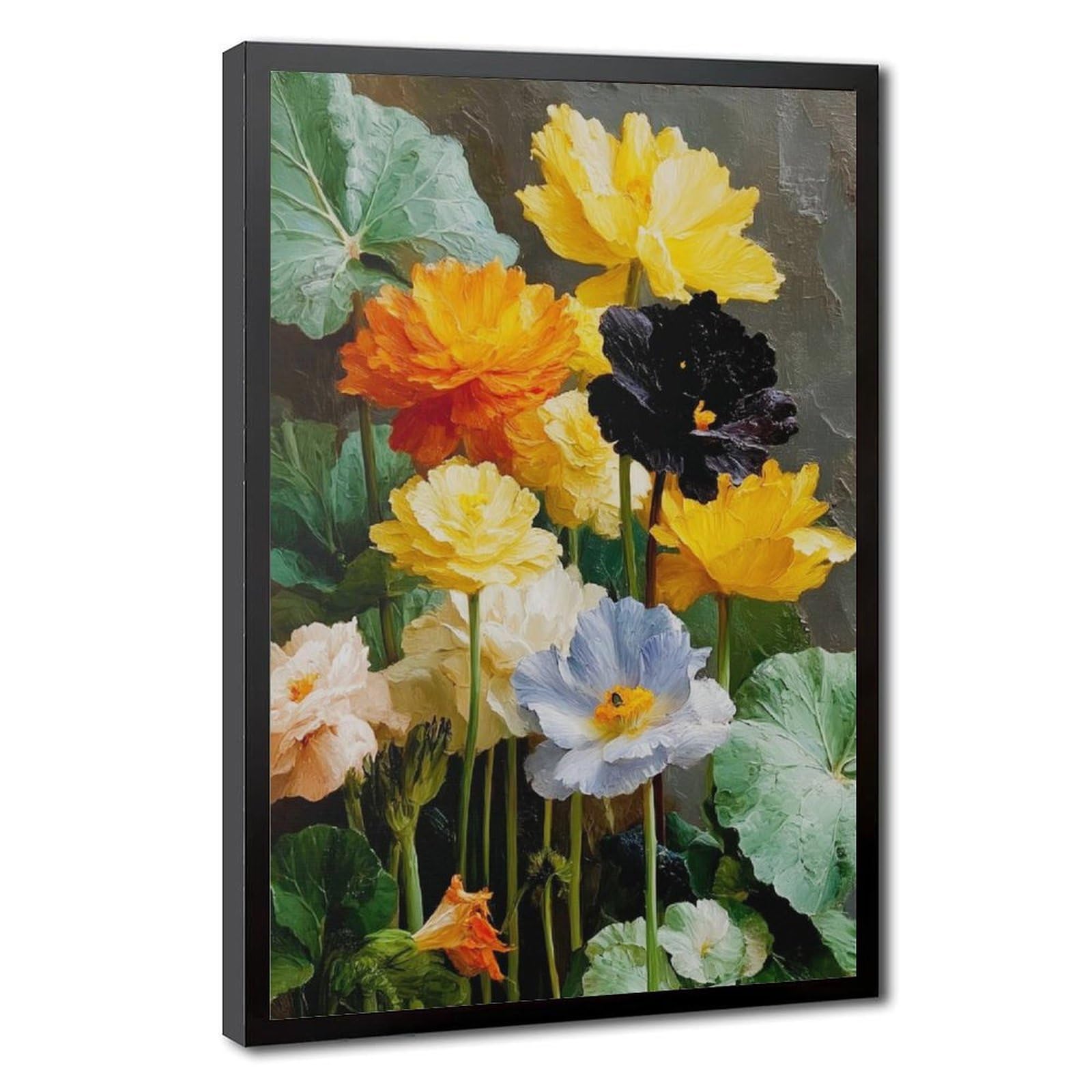 Bareronor Black Colorful Modern Floral Garden Canvas Poster Bedroom Decor Landscape Office Room Decor Gift 20" L X 30" W