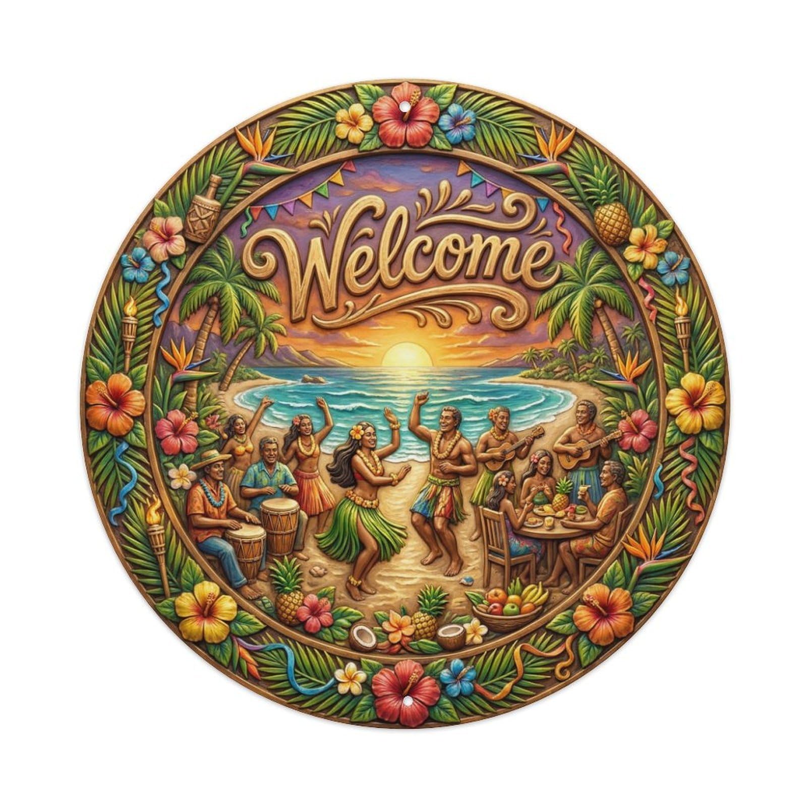 Metal Tin Sign Tropical Jubilee Welcome Joyous Paradise