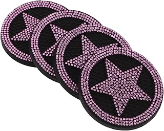 WEKADRIN 4 Posavasos De Cristal para Coche con Diamantes De Imitación Antideslizantes Color Rosa