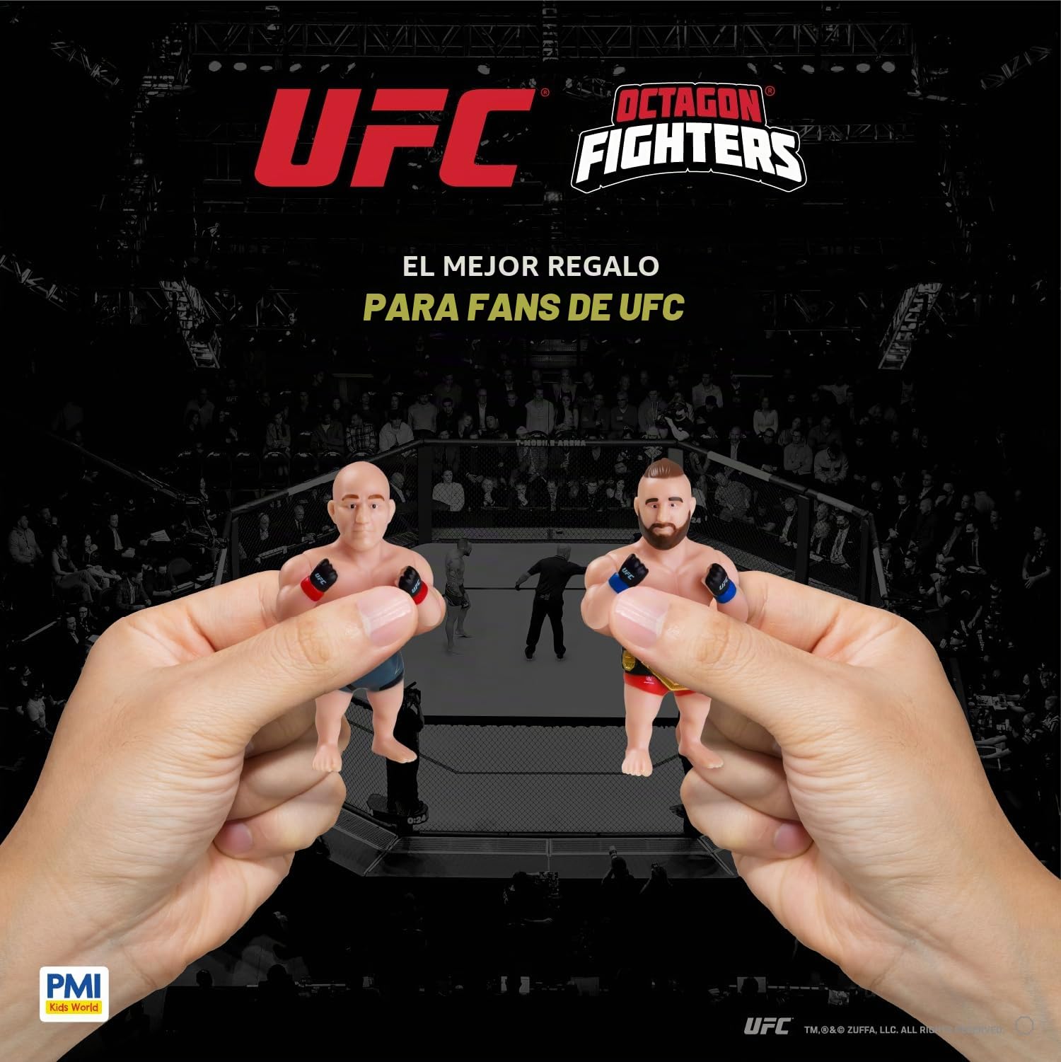 P.M.I. Paquete de 8 figuras coleccionables de UFC de 2.5 pulgadas, caja de lujo, incluye 8 luchadores con accesorios, poses realistas y coleccionables oficiales de UFC
