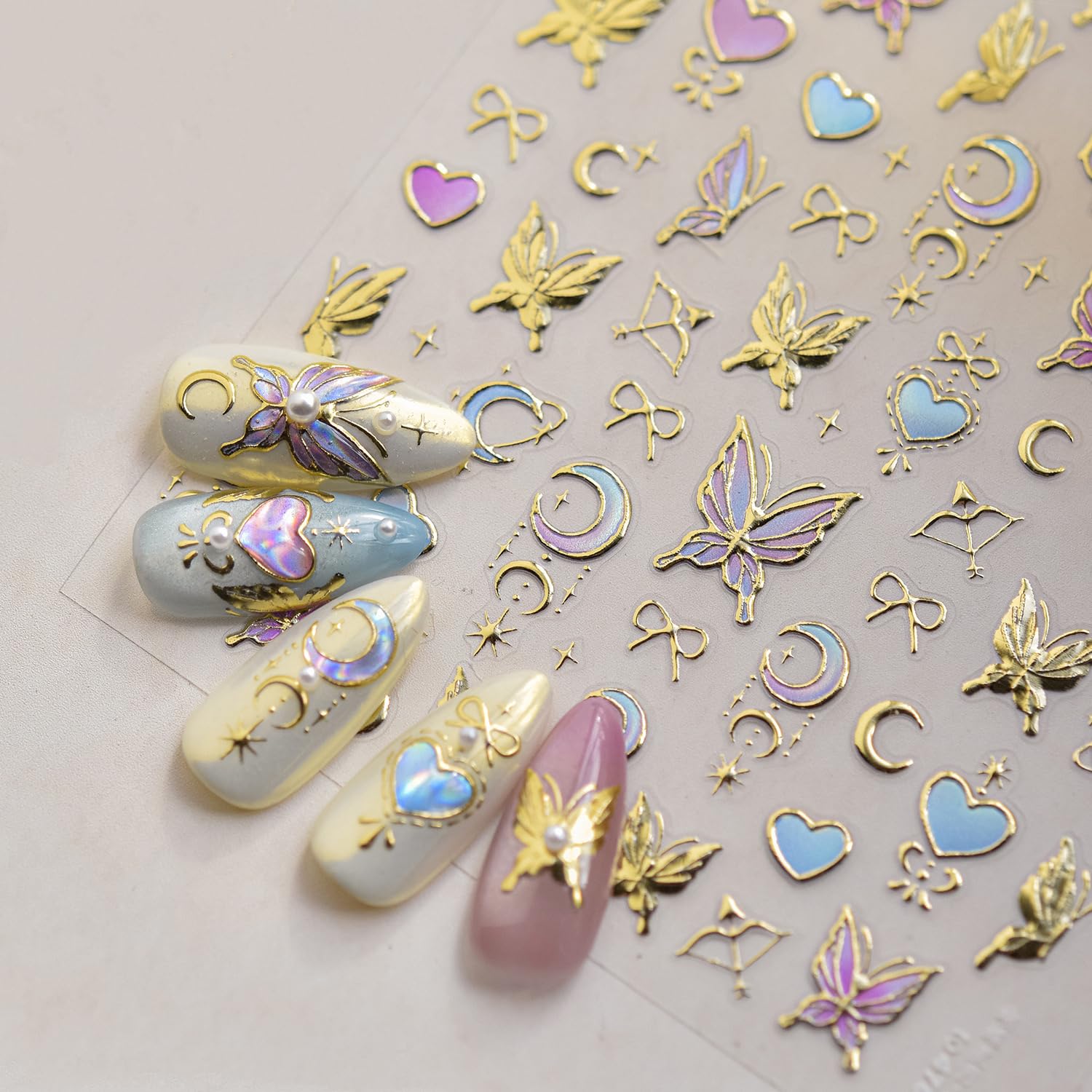 Butterfly Nail Art Stickers 5D Butterfly Nail Stickers Gold Butterfly Moon Star Nails Decals Bow Nail Art Stickers Decals Butterfly Nail Art Supplies