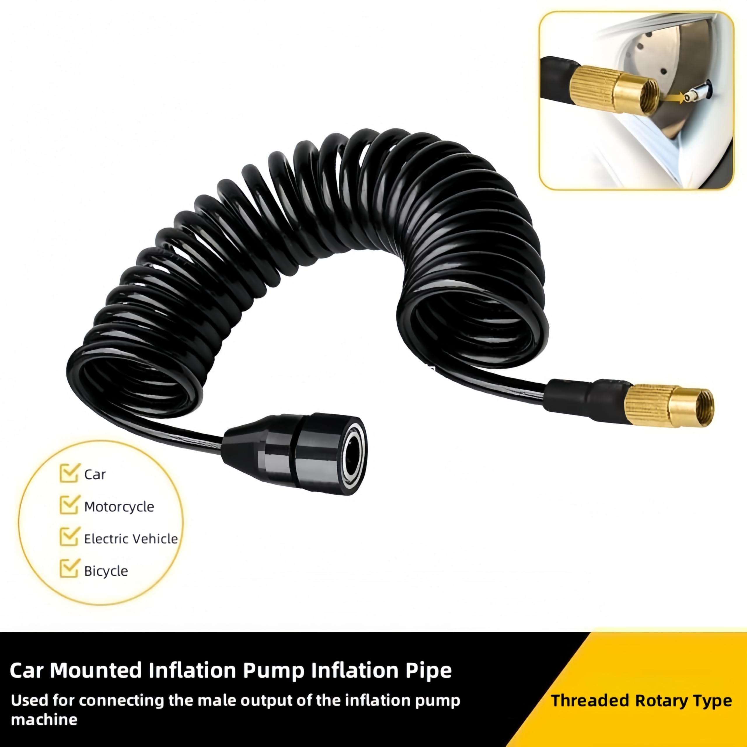 Manguera de extensión de bomba de aire para coche, PS20 hembra, tubo de extensión para boquilla de neumático americano, coche, motocicleta (1000 cm)