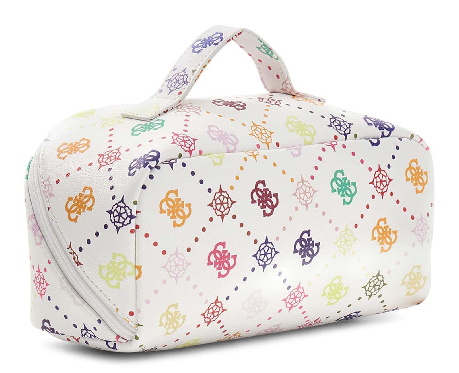 GUESS Kosmetiktasche Silia LRG Cosmetic Travel Bag Multi Logo weiß