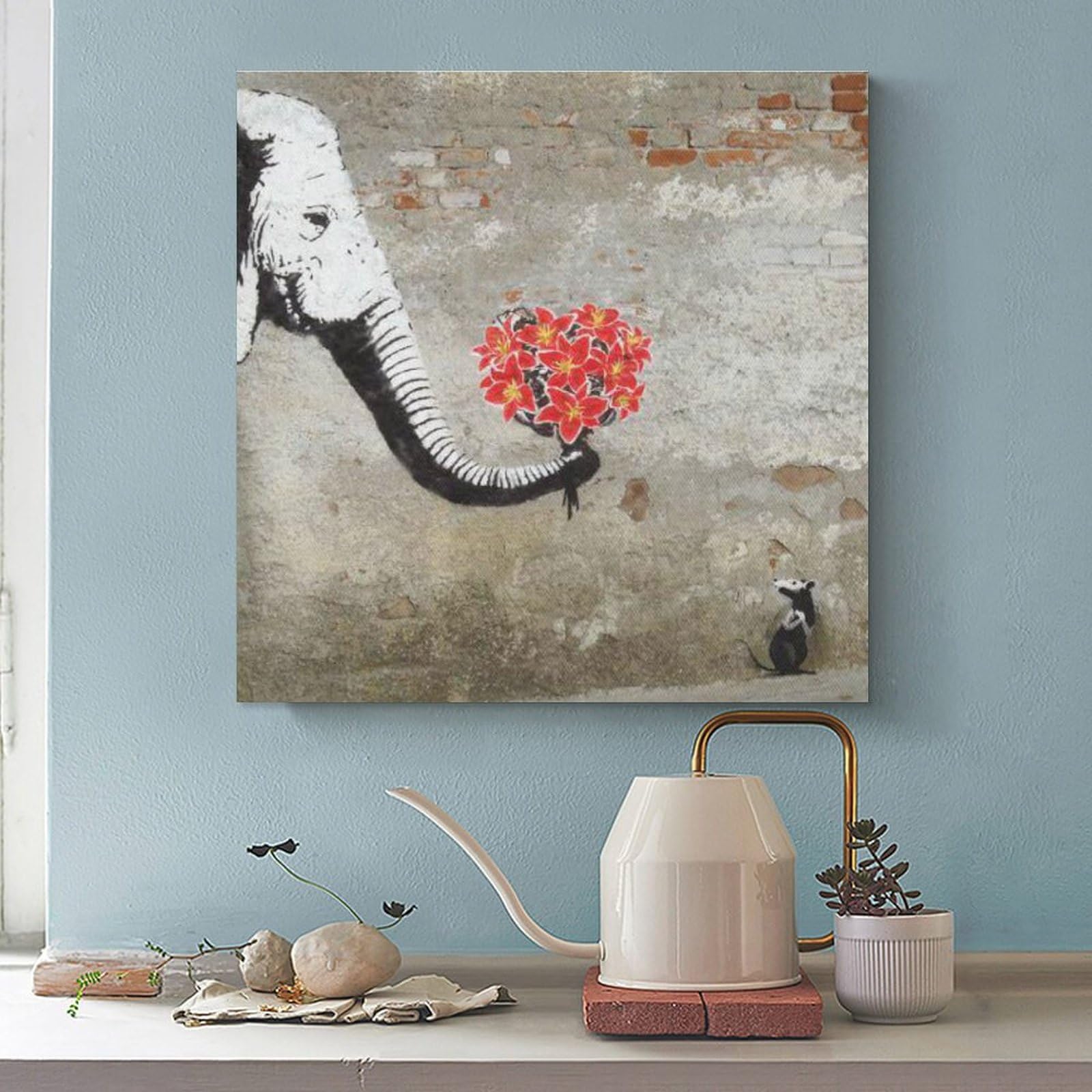 Amazon.co.jp: バンクシー ラブ アートパネル モダンアートゾウネズミ