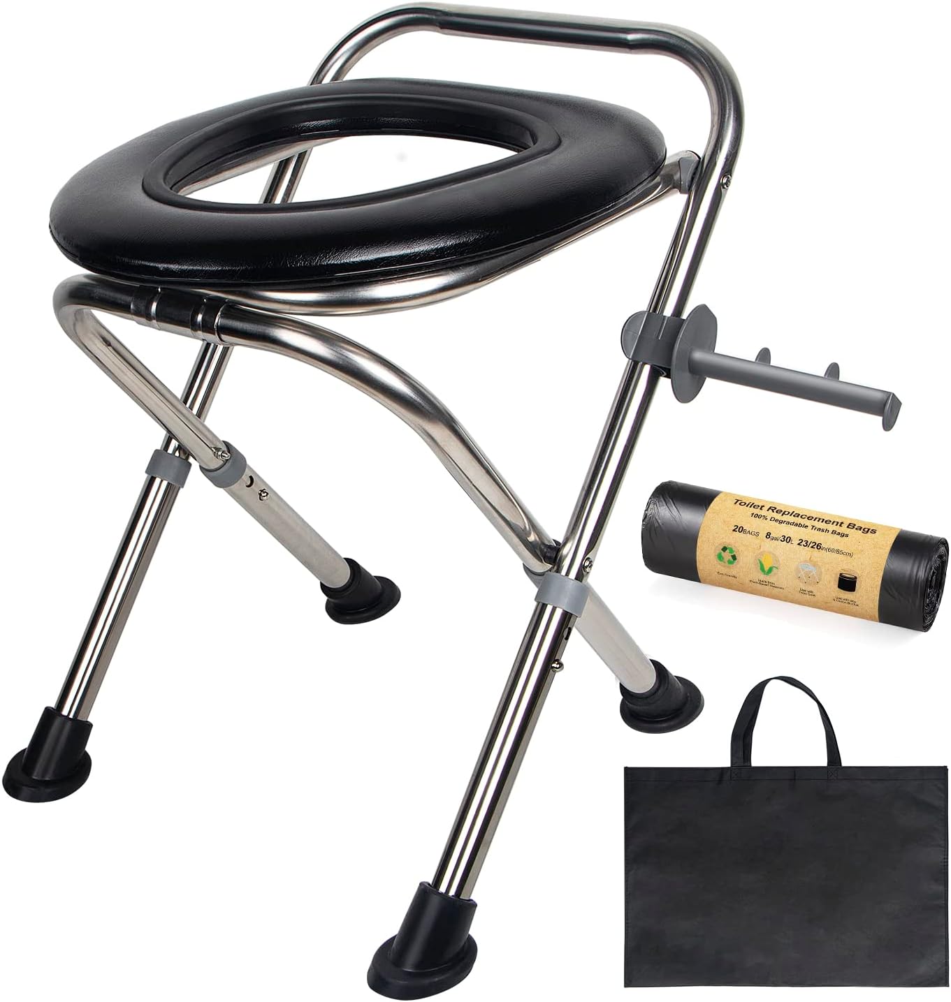 Camping Toilet Seat with Soft Seat Height Adjustable with 1 Roll Bags Amazon.ca Sports & Outdoors