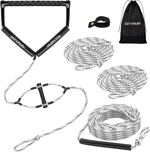 75FT Wakeboard Rope and Handle, Floating Water Ski Rope for Watersports, 4 Sections Ski Ropes for Water Skiing, Kneeboarding, Wakeboarding