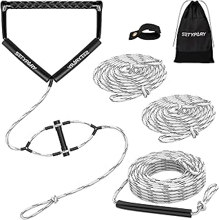 75FT Wakeboard Rope and Handle, Floating Water Ski Rope for Watersports, 4 Sections Ski Ropes for Water Skiing, Kneeboarding, Wakeboarding
