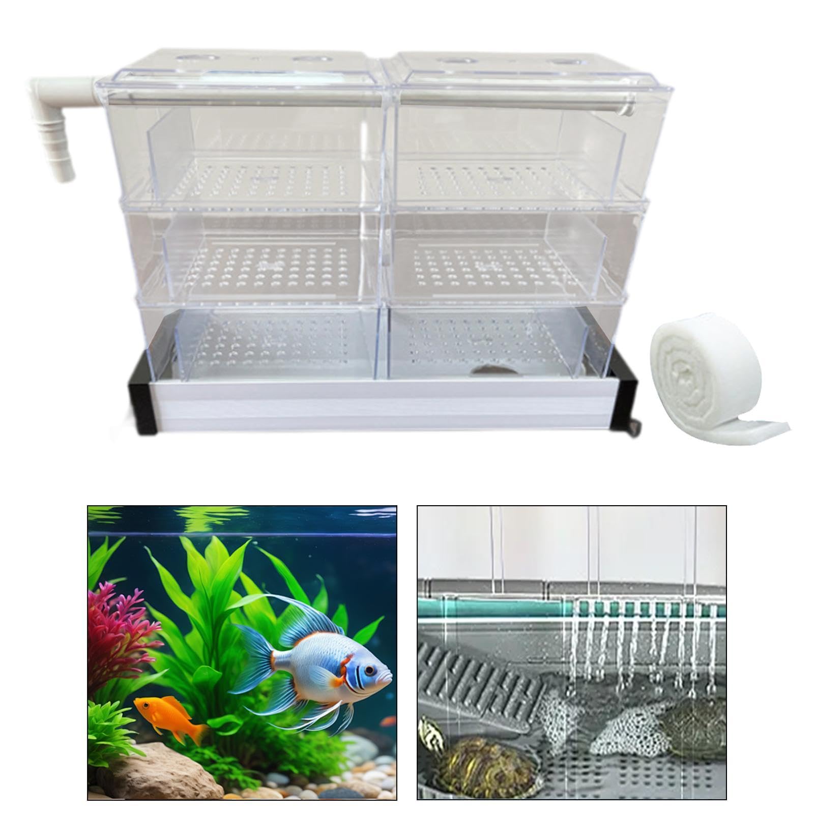 predolo Aquarium Aufhängbarer Kasten mit Mehrlagiger Reinigung Leise Arbeitendes Filtrationssystem aus PP für Fischbecken für Schildkröten- Und, 6 Kisten