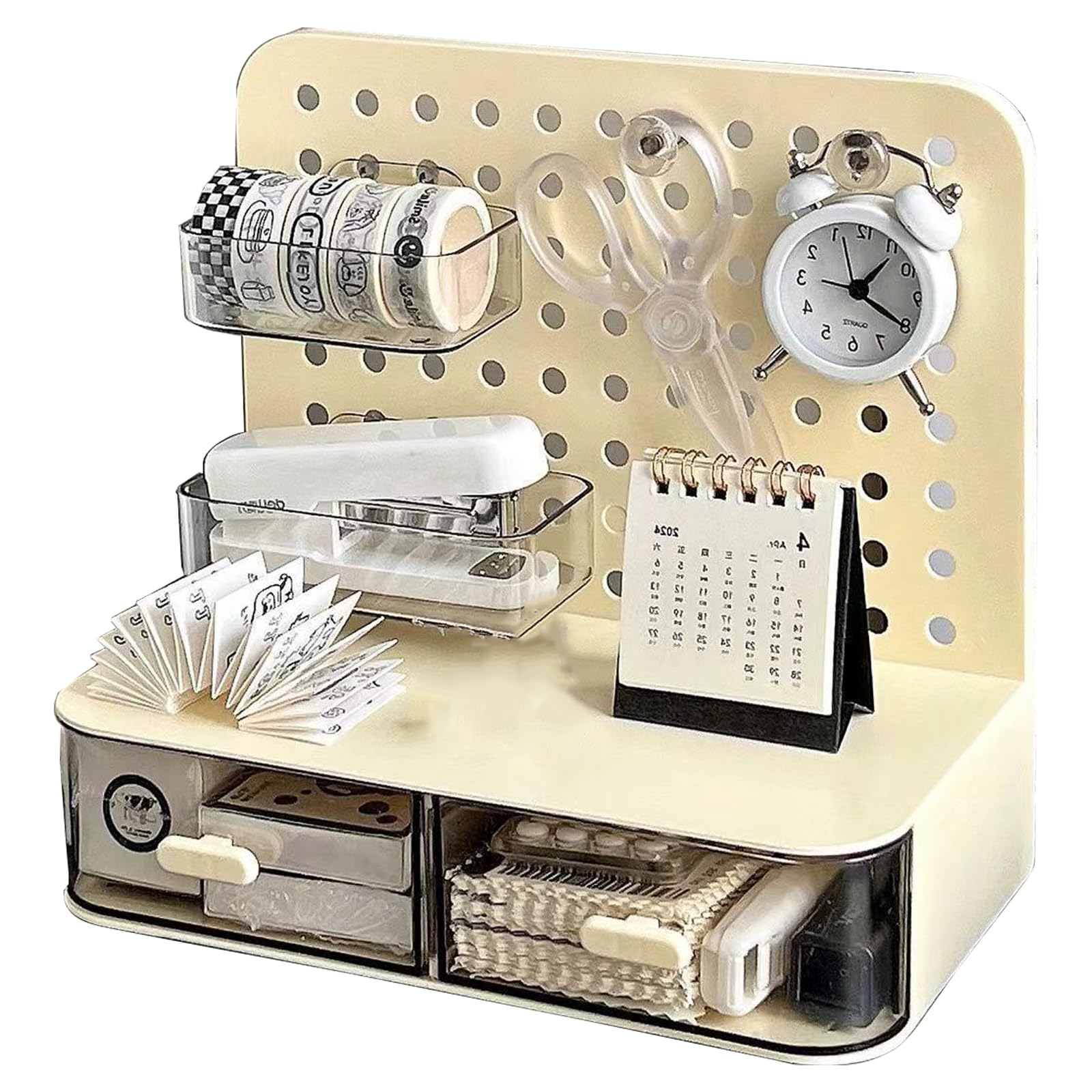 Hsioluted Desk Pegboard Organizers with Drawers Space Saving Desk Organizers Accessories for Craft Organization Decoration Display Pegboard