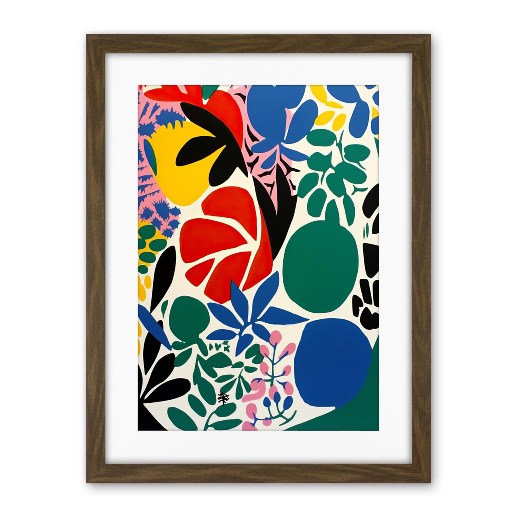 Artery8 Botanical Garden Henri Matisse Inspired Acrylic Painting Abstract Bright Shapes Artwork Framed Wall Art Print 18X24 Inch