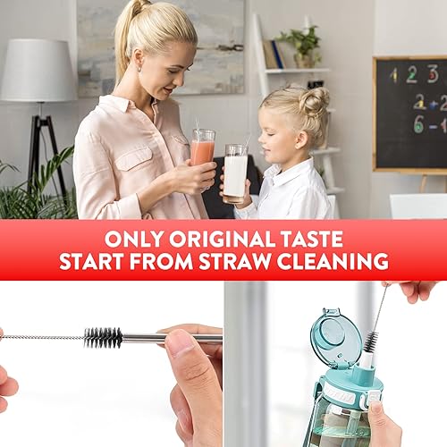 Miniatura 2 de KITWARE - Juego de 10 cepillos de limpieza negros, cepillo limpiador de pajitas extralargas para vidrio y silicona, reutilizables, tazas para