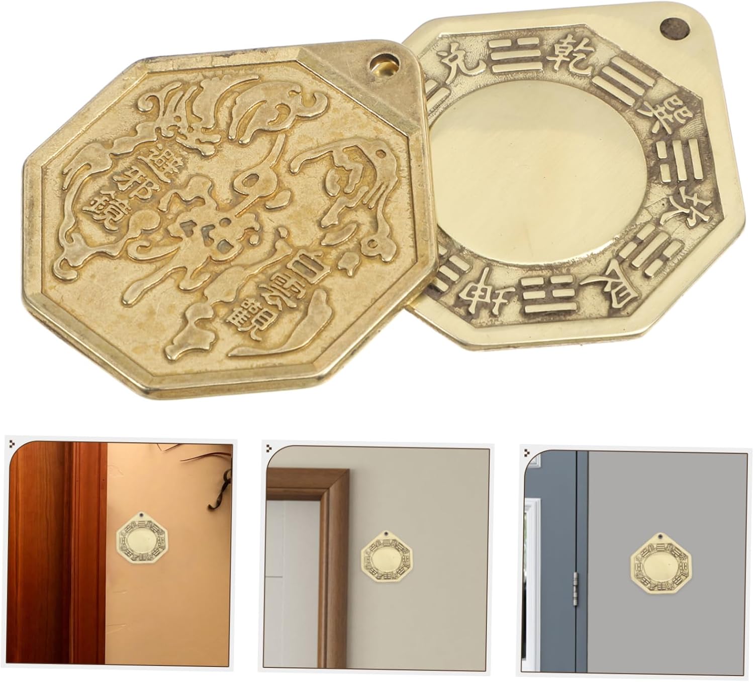 Bagua Mirror Front Door,Feng Shui Decor,3sets Scrying Mirror Chinese Style Bagua Mirror for Home Decor Exorcism Blessing Decoration