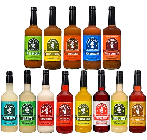 Miniatura 81 de SPOOKY Bloody Mary Mix - Paquete variado de pepinillos, sriracha, oliva verde, rábano picante, sin color ni sabor artificial, sin conservantes, bajo