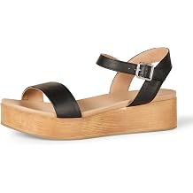 Amazon Essentials Womens Two Band Platform Shoes, Adjustable Ankle Strap Flatform Sandal