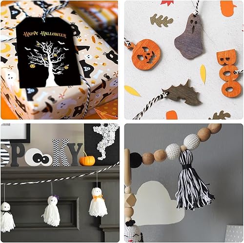 Miniatura 39 de Cuerda de algodón de 328 ft, cuerda de Navidad, cuerda resistente para manualidades y envolver regalos. Rojo Blanco