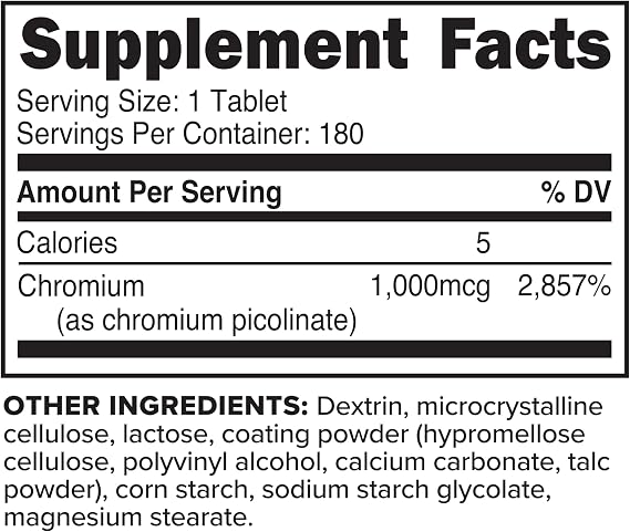 PrimaForce Chromium Picolinate 1000mcg, 180 Tablets