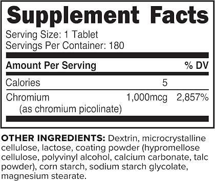 PrimaForce Chromium Picolinate 1000mcg, 180 Tablets
