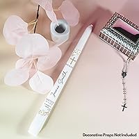 Vista 2 de Vela de bautismo personalizada, concha bautismal, ángel de madera grabada, juego de caja de regalo, celebración religiosa, bautizo, confirmación