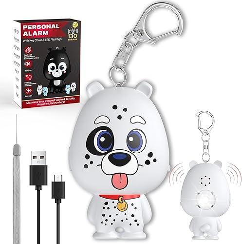 Miniatura 11 de Alarma de seguridad personal para mujeres, alarma personal recargable para mujeres, niños y ancianos, sirena fuerte de 130 dB, luz estroboscópica,