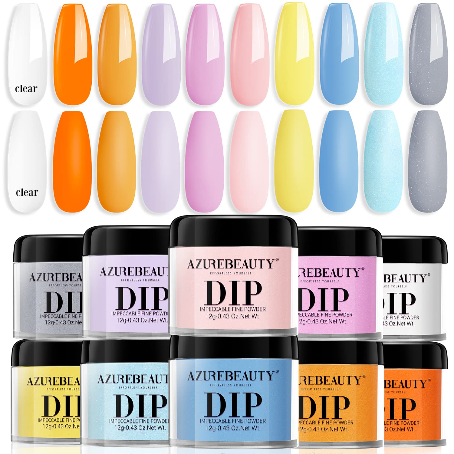 Amazon.com: Dip Powder Nail Set, AZUREBEAUTY 10 Colors Pastel Macaron  Bright Yellow Orange Dipping Powder Kit Summer Nail Powder for Nails Art  Manicure DIY at Home,Gift for Women,No Need Nail Lamp :