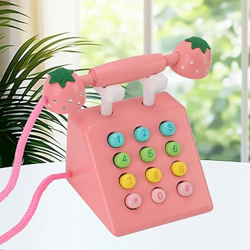 Miniatura 6 de Exquisito juguete retro de madera para teléfono, teléfono de alta simulación, juguete de juego para niños, lindo modelo de teléfono decorativo