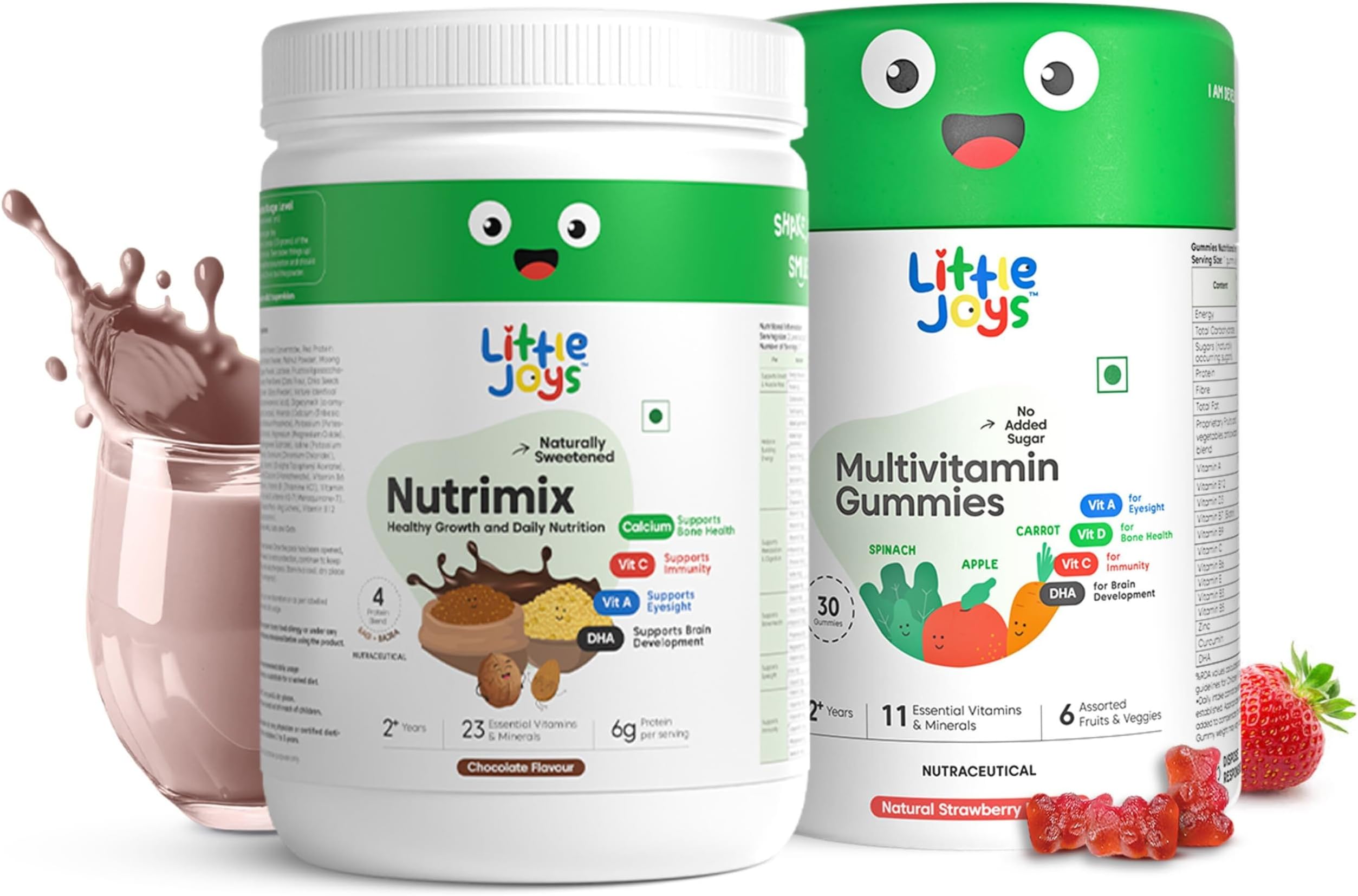 Little Joys Immunity Boosting Kit | 2-6 years | For Better Immunity & Overall Health Development | With Ragi, Bajra, Vitamin A, C, D3, B12, Zinc & DHA | Nutrimix (350g) & Multivitamin Gummies (30N)