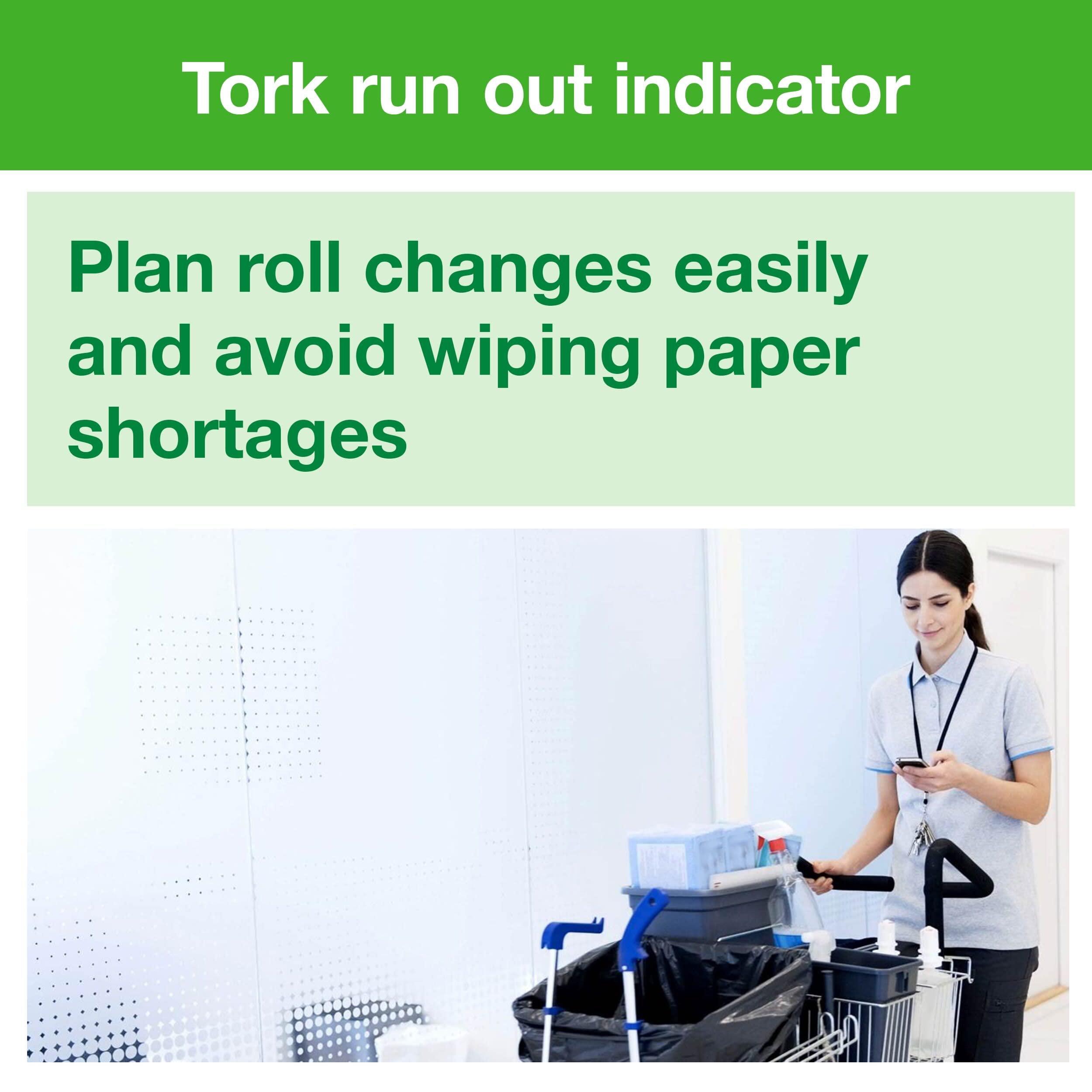 Tork 100130 Carta per asciugatura Advanced, compatibile con sistema M1 (ad estrazione centrale mini), 1 velo, 1 x 11 rotoli (11 x 120 m), bianco