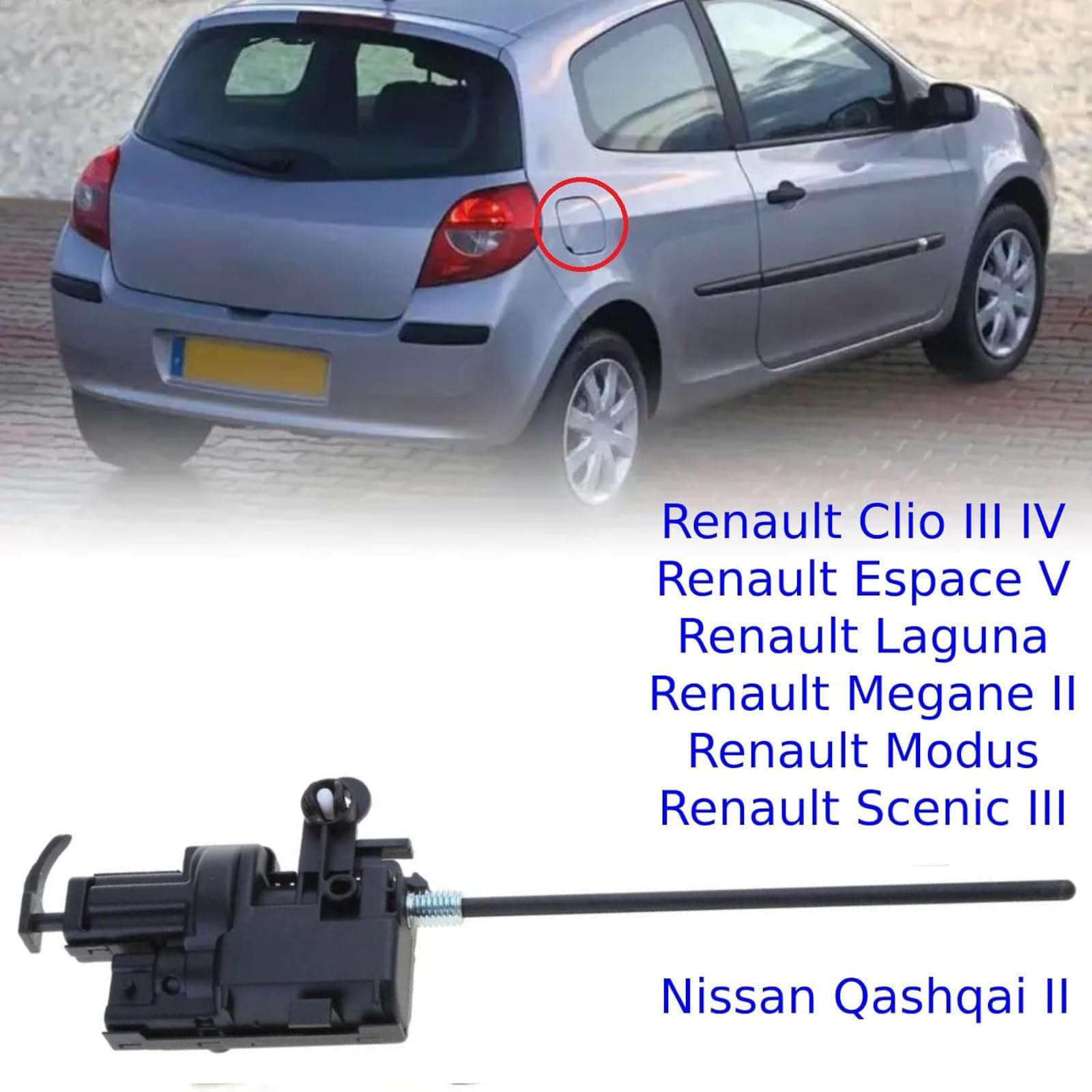 Twowinds Servomotor Tapa de Combustible 8200312600 Compatible con Renault | Compatible con Renault Captur I, Clio III IV, Fluence, Laguna, Megane II, Modus, Scenic III