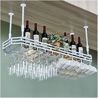 Estante para Copas para el hogar, decoración Creativa Europea, Colgador para Copas de Vino, Rejilla para Copas de Vino, Rejilla para vinos con Barra Invertida (Color: Blanco, tamañ