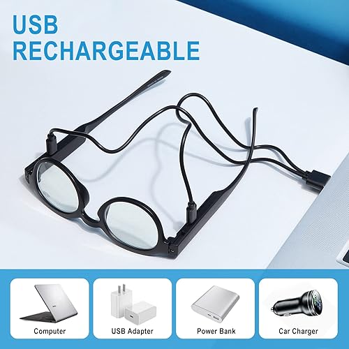 Miniatura 3 de Gafas de lectura con luces para hombres y mujeres, recargables, con bloqueo de luz azul, antifatiga ocular