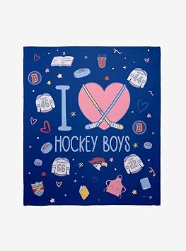 Hot Topic Off Campus I Love Hockey Boys Throw Blanket, Ultra Soft Fleece, Multicolor, Lightweight, 50x60 Inches, for Couch, Bed and Dorm Room