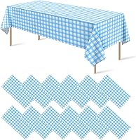 Vista 29 de Paquete de 16 manteles de plástico blanco para mesas rectangulares, manteles decorativos desechables blancos de alta calidad para fiestas, manteles