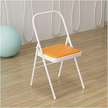 Foldable Yoga Chair with Non-Slip Foot Pad & PU Cushion, Double Beam Yoga Auxiliary Chair, Balance Handstand Training Tool for Dance Studio/Gym/HomeOrange