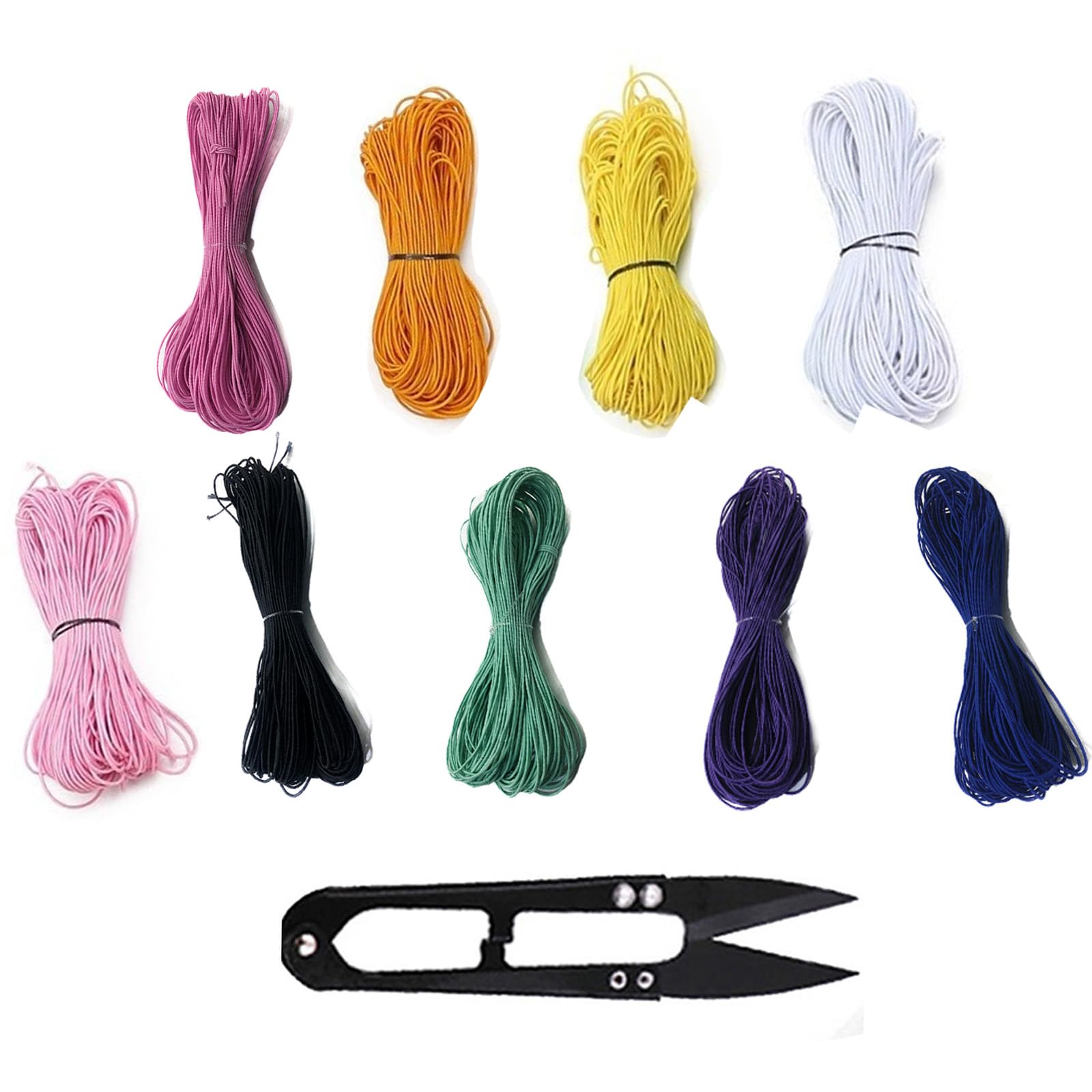 Elastic Cord, Coloured Elastic String, 9 Colors Stretchy String Cord for Bracelets, Necklaces, Jewellry Making, Beading, DIY Sewing Crafting Multicolor