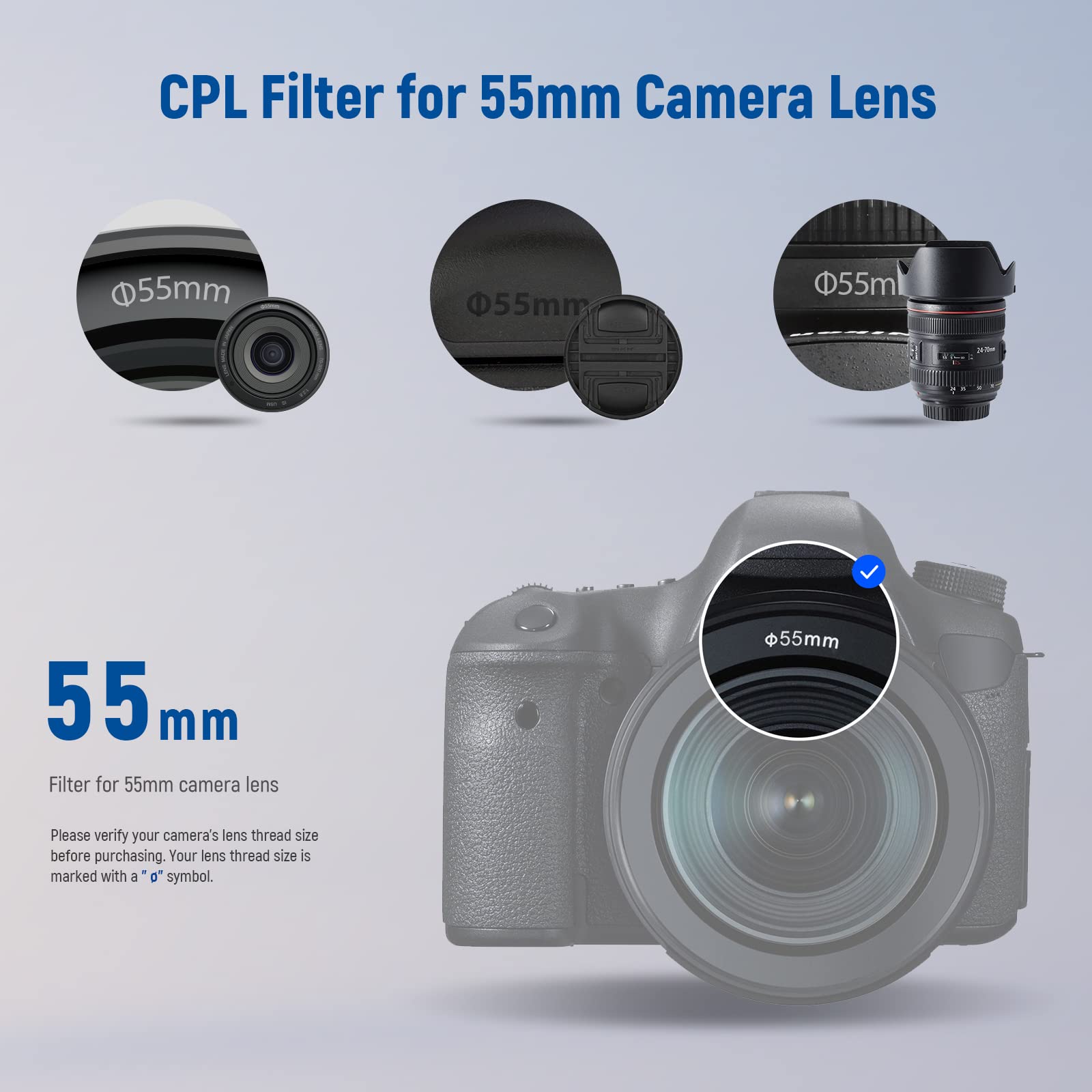 NEEWER Filtro CPL da 55mm, Filtro Polarizzatore Circolare Ultra Sottile con Rivestimento Nano Multi Resistente a 30 Strati, Riduce Riflessi e Abbaggliamenti, Aumenta Contrasto, Vetro Ottico HD
