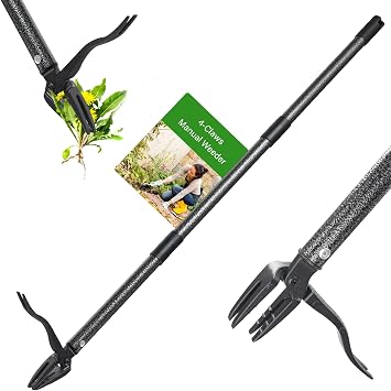 Lilyvane Weed Puller Tool, Stand Up Manual Weeder, Heavy Duty Garden Weeding Tool with 60 inch Long Handle,4 Claw Steel Head,
