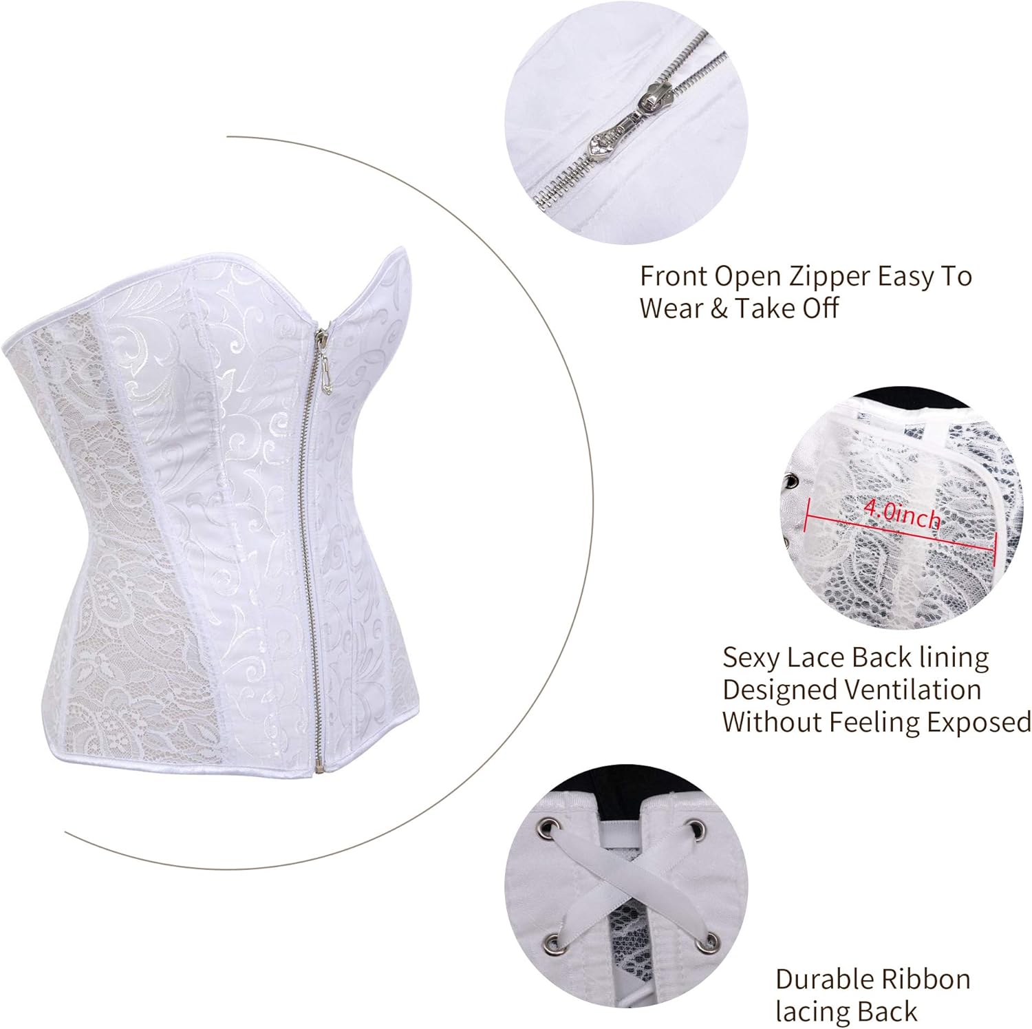 YIANNA Breathable Thin Type Lace Corset Strapless Wedding Dress Corset Bustiers: Clothing, Shoes & Jewelry