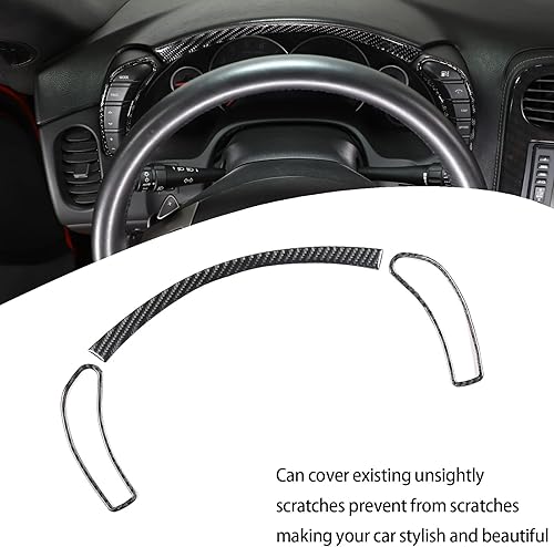 Miniatura 2 de Lcojicep Adhesivo para marco de velocímetro de tablero de automóvil, compatible con Corvette C6 Z06 ZR1 2005-2013 de fibra de carbono de grano de