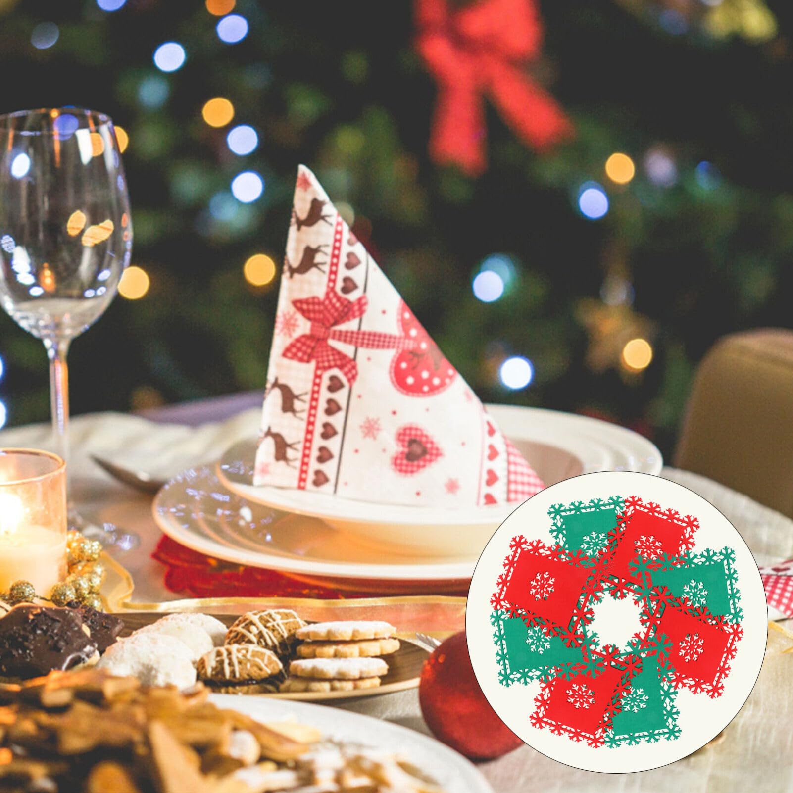 Kichvoe 24pezzi Tovaglietta di Natale Fiocco Tovagliette Riutilizzabili per Feste di Natale Decorazioni per Tavola di Casa