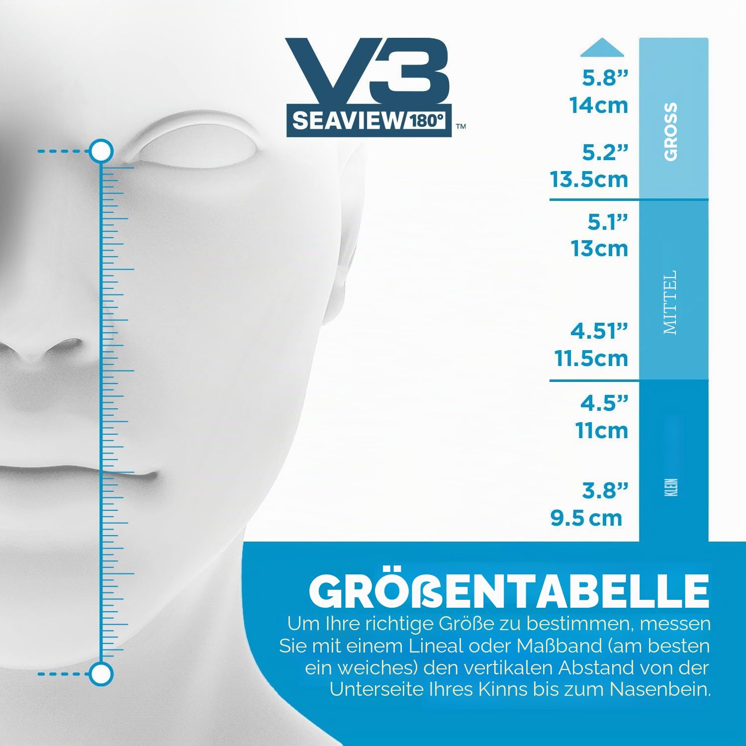 Seaview 180 V3 Vollgesichts-Schnorchelmaske - Schnorchelausrüstung für Erwachsene