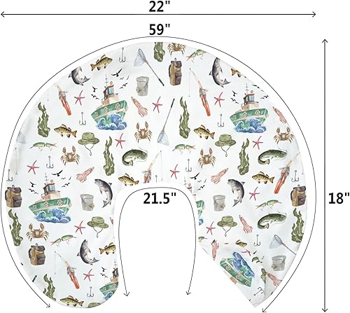 Miniatura 9 de Gone Fishing - Fundas de almohada de lactancia para niños y niñas, botes oceánicos, peces, cangrejos, algas marinas, almohada de lactancia para