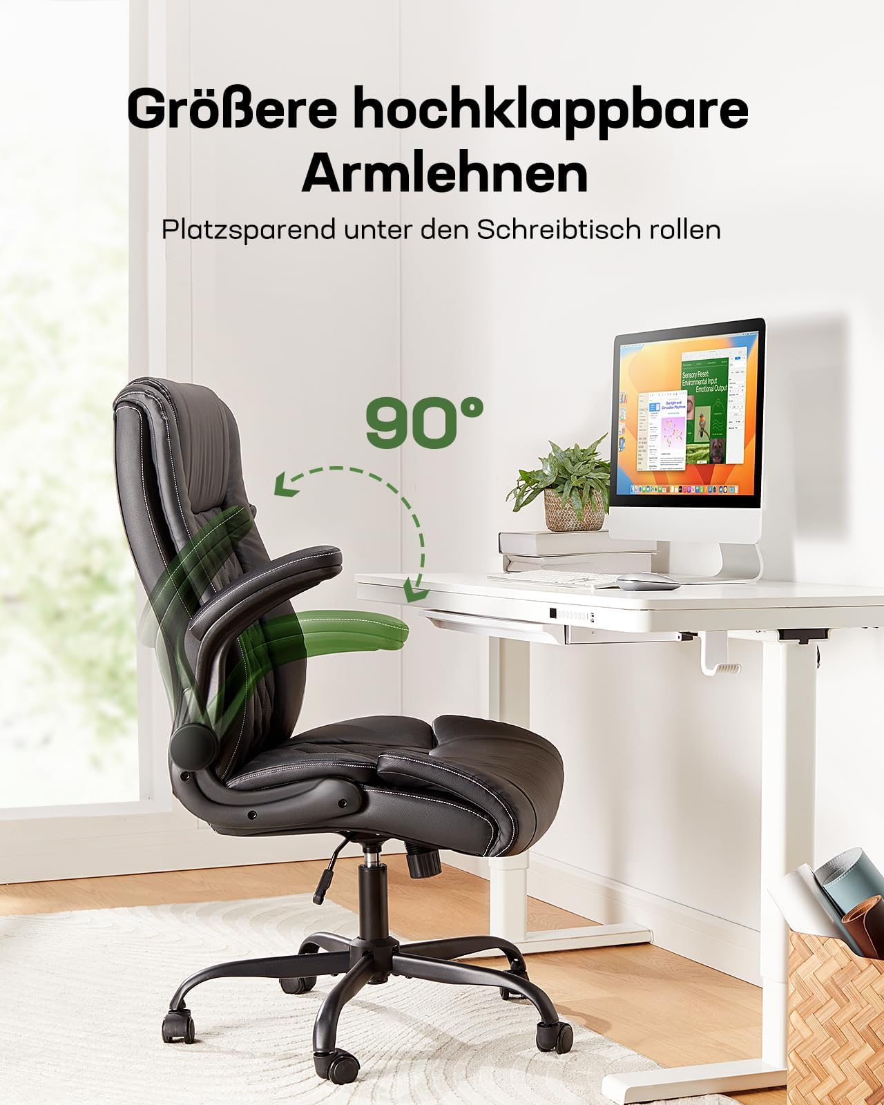 Marsail Sedia Ufficio Ergonomica Con Schienale Alto | Supporto Lombare Regolabile, Braccioli Ribaltabili, Poggiatesta 2D, Rete Traspirante - 2