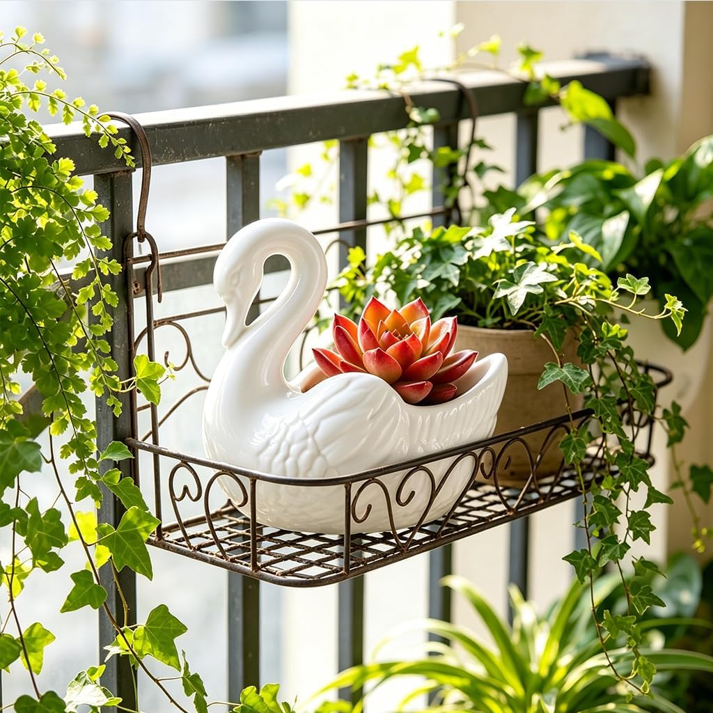 Set of 2 Ceramic Swan Jewelry Tray Trinket Dish, Elegant Ring Holder Organizer for Vanity, Versatile Small Succulent Planter Wedding Cake Toppers