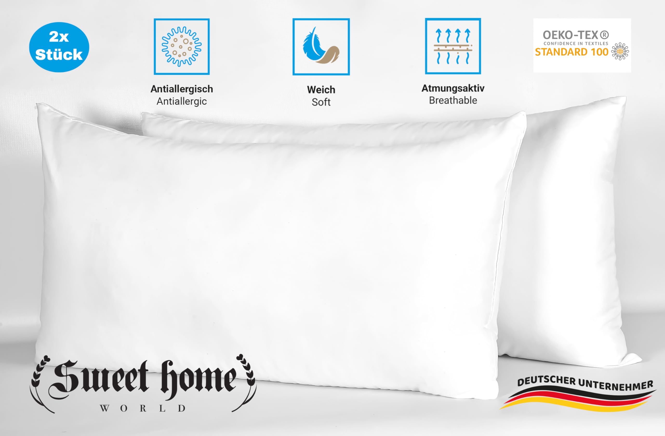 Set di 2 cuscini Imbottitura in piuma leggera 80 x 80 cm Bianco | Leroy