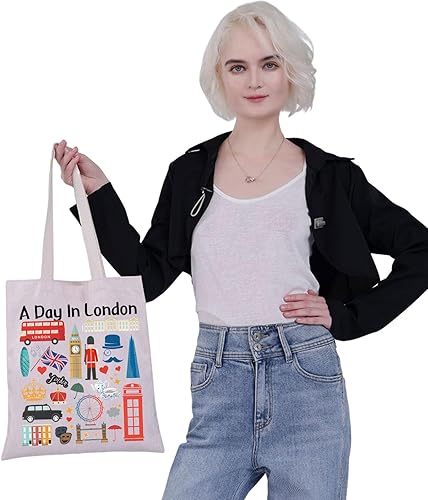 Miniatura 6 de G2TUP London Gift London Canvas Tote Bag A Day In London Travel Shopping Bag London Lover Inspired Gift
