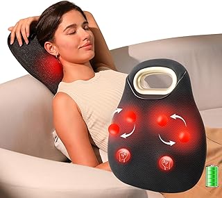 Eazfy Cordless Back Massager with Heat, 2 in 1 Shiatsu and Percussion Massager for Neck and Back, Portable Deep Tissue Kneading Massager Pillow for Back, Shoulder, Neck, Body Muscle Pain Relief