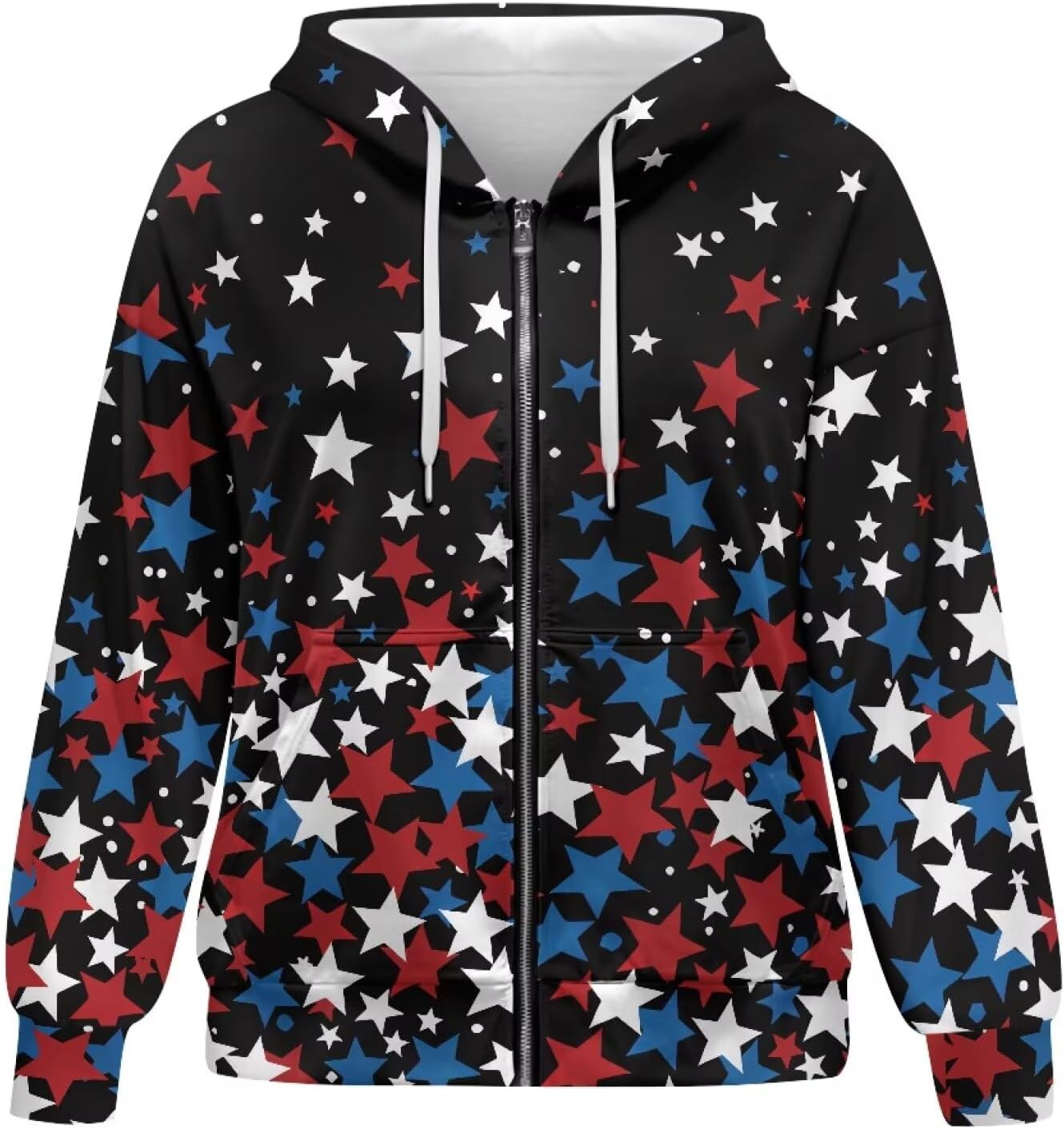 Zip up Sweatshirt for Women Drawstring Printed Loose Casual Hoodies Fall Jacket Oversized with Pocket - Image 5